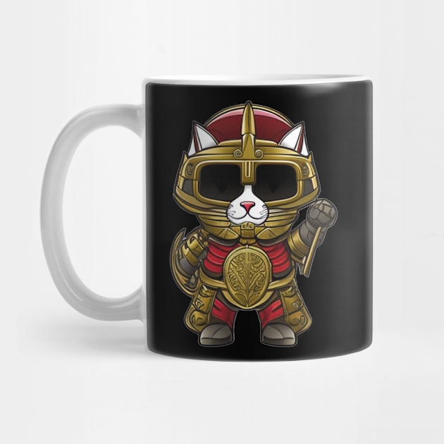 Cute Cartoon Cat Knight in Full Armor for Fantasy Lovers by ImaginativeInkPOD